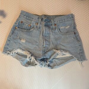 Levi's Light Blue Distressed Denim Cutoff Shorts